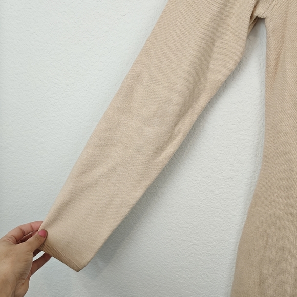 Monrow Nwot Long Sleeves Knit Bodycon Mini Dress Size Small Women's Tan - Picture 6 of 9